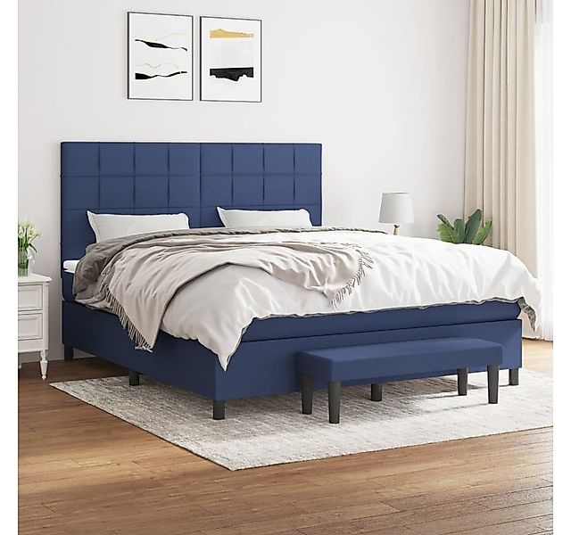 vidaXL Boxspringbett, Boxspringbett mit Matratze Blau 180x200 cm Stoff günstig online kaufen