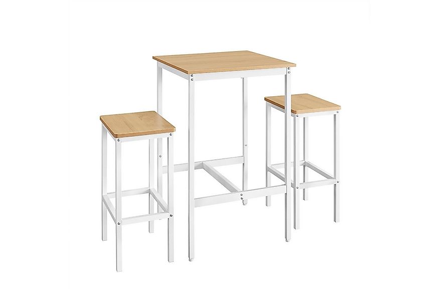 VASAGLE Bartisch Bartisch-Set, Esstisch(60 x 60 x 90 cm) mit 2 Barhochern günstig online kaufen