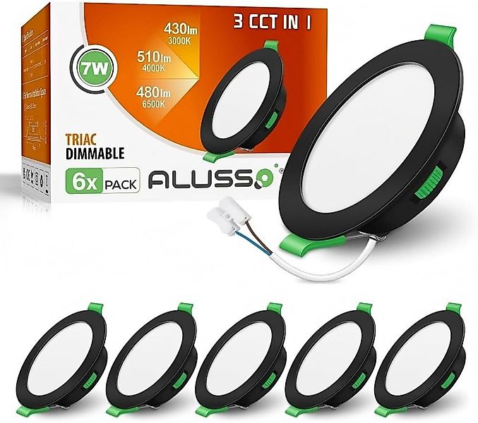 ALUSSO LED Einbaustrahler 6er-Set, Decken Leuchte, Flach Strahler für Bad, günstig online kaufen