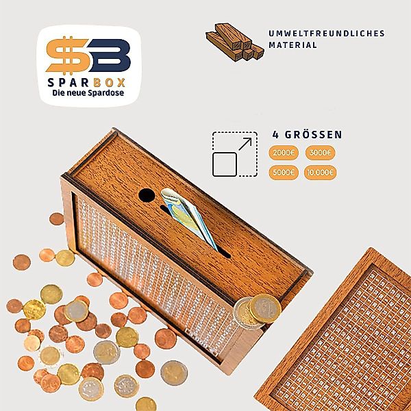 XDeer Spardose Spardose Holz Sparbüchse SparBox mit Sparziel und Zahlen, (1 günstig online kaufen