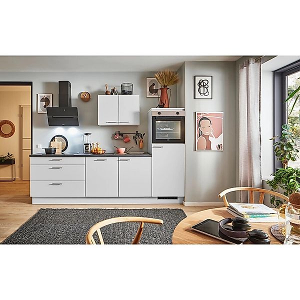 pino Küchenzeile 260 cm Lichtgrau Anschlag rechts 1 Geräteschrank günstig online kaufen