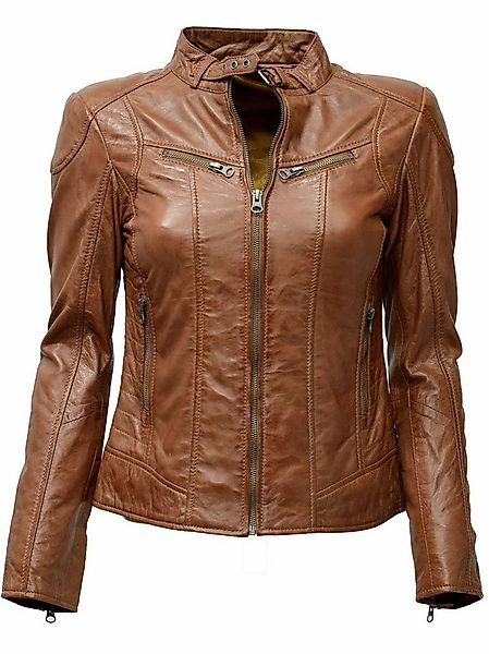Zimmert Leather Lederjacke Frida washed Lammnappa Leder, Cognac, Schwarz, B günstig online kaufen
