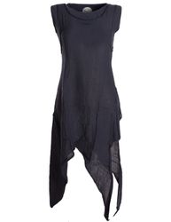 Vishes Zipfelkleid Asymmetrisches armloses Lagenlook Zipfelkleid günstig online kaufen