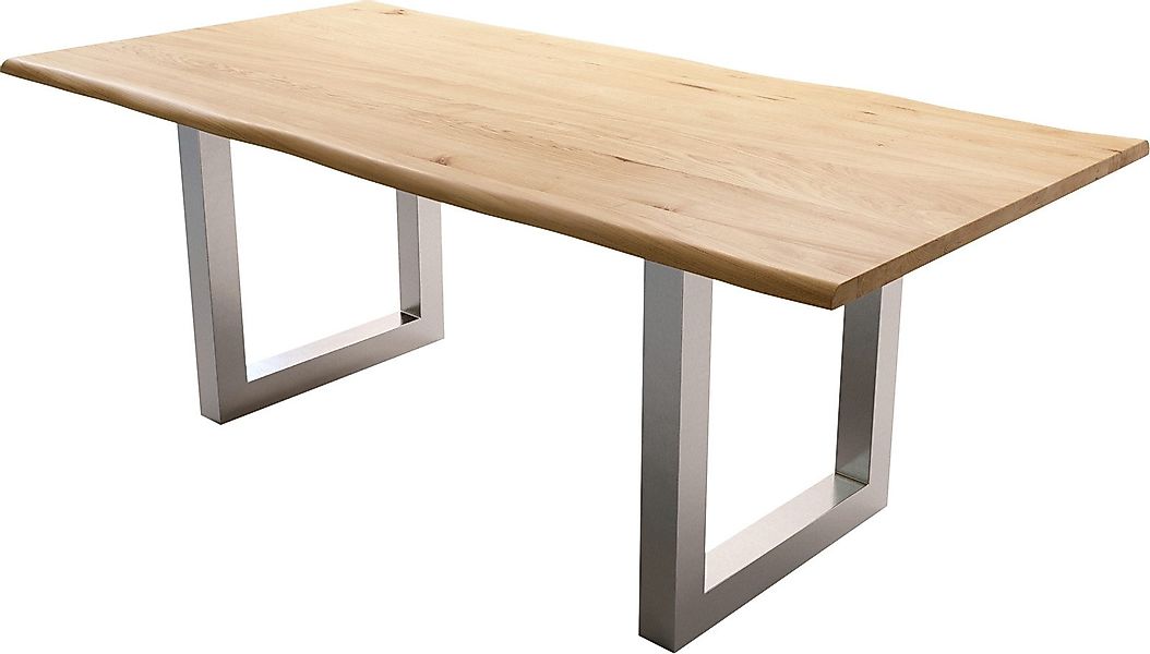 DELIFE Esstisch Edge, Eiche Natur 200x100x2,5-3 günstig online kaufen