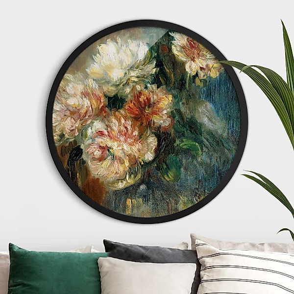 Rundes Gerahmtes Bild Auguste Renoir - Vase Pfingstrosen günstig online kaufen