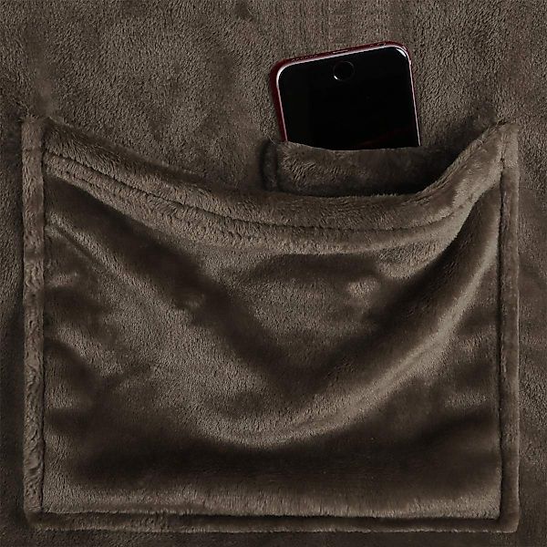 Wohndecke - flauschige tragbare Kuscheldecke mit Ärmeln und Fußtasche - TV günstig online kaufen