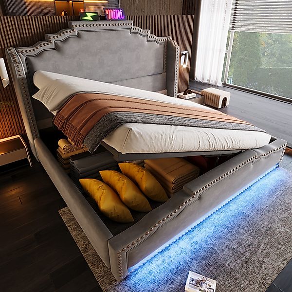 Flieks Polsterbett, Hydraulisches Doppelbett 160x200cm mit günstig online kaufen