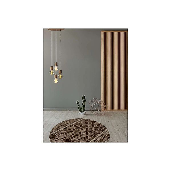 MeGusta Flachflor Teppich Vintage Braun Polyester (D) Ø 120 cm Luisa günstig online kaufen