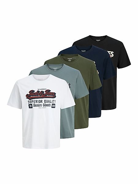 Jack & Jones Rundhalsshirt "JJELOGO TEE SS O-NECK 2 COL AW25 5PK MP", (Pack günstig online kaufen