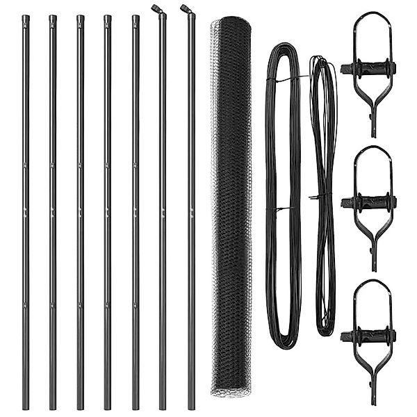 vidaXL Zaunpfosten Grau 10 x 1,6 m 13 mm Netz Stahl und PVC 3352793 günstig online kaufen