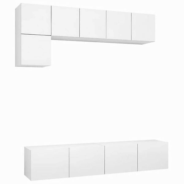 furnicato TV-Schrank 5-tlg. TV-Schrank-Set Weiß Holzwerkstoff (1-St) günstig online kaufen