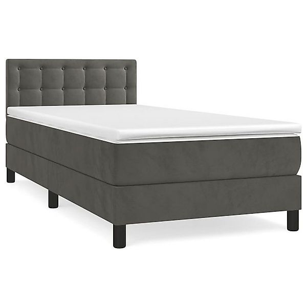 vidaXL Boxspringbett Boxspringbett mit Matratze Dunkelgrau 90x200 cm Samt B günstig online kaufen