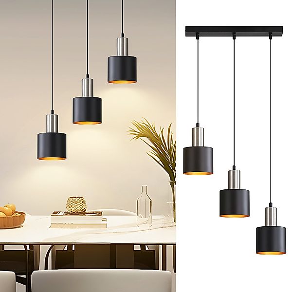 Nettlife Hängeleuchte Schwarz Gold Vintage 1/2/3 günstig online kaufen