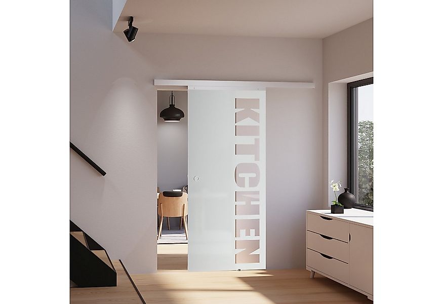 inova wohnen Glasschiebetür Schriftzug "KITCHEN", Größenauswahl (Komplett S günstig online kaufen