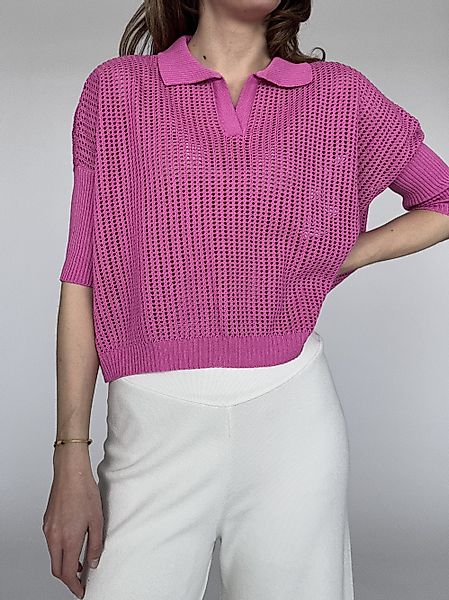 Zuckerwatte Ajourpullover modisch kurze Form aus günstig online kaufen
