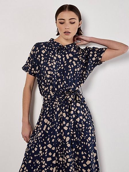 Apricot Druckkleid Quadratendruck Hemdblusenkleid, (2-tlg) mit Bindegürtel günstig online kaufen