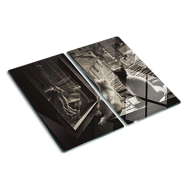 Tulup Herdabdeckplatte SET aus 2 Stück 30x52 cm Schneidebrett Glas Schutzpl günstig online kaufen