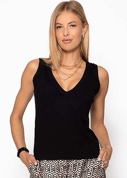 SASSYCLASSY T-Shirt Geripptes Top Damen mit V-Ausschnitt Elegant Lässiges ä günstig online kaufen
