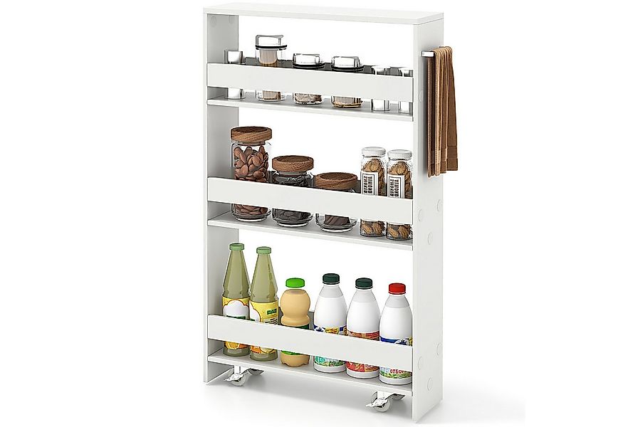 COSTWAY Küchenwagen, schmal, Nischenwagen 4 Ebenen, auf Rollen, 48x12,5x81c günstig online kaufen