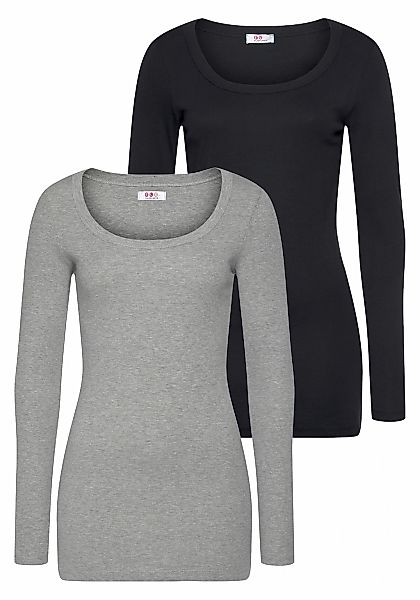 Flashlights Langarmshirt 2er-Pack, sehr figurbetonter Schnitt, Rundhalsauss günstig online kaufen