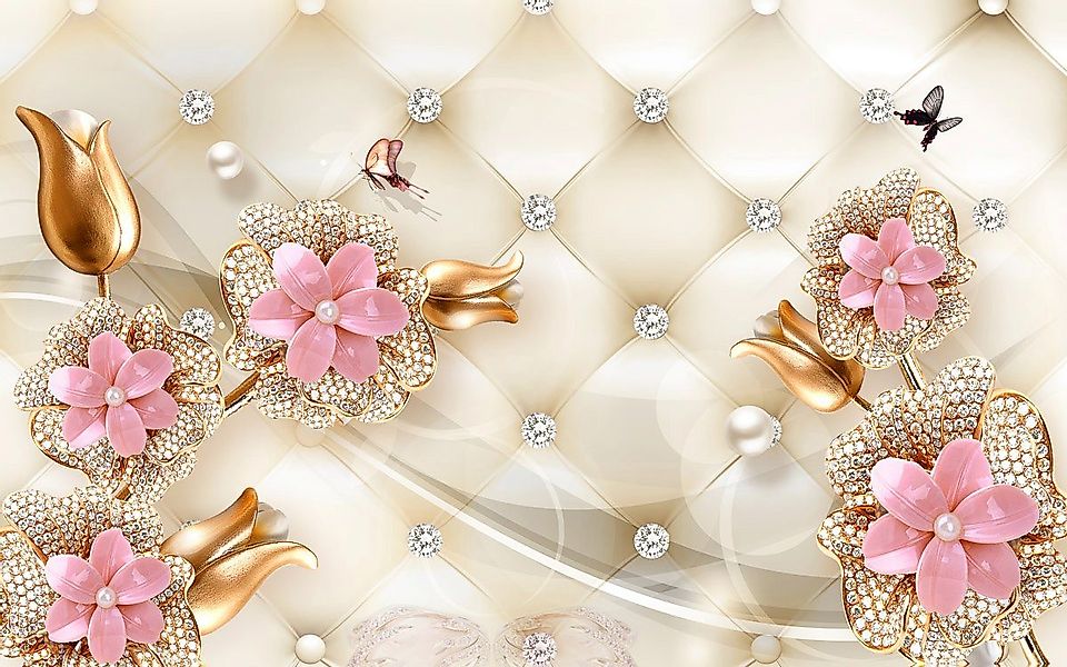 Papermoon Fototapete Muster mit Blumen günstig online kaufen