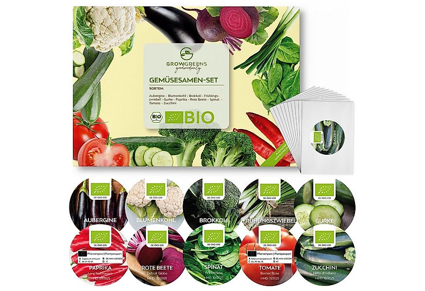 Growgreens Gemüsesamen BIO Gemüsesamen Set (10 Sorten) - Anzuchtset aus bio günstig online kaufen