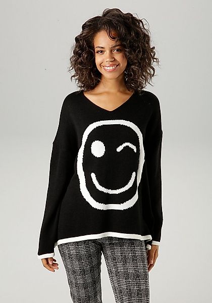 Aniston CASUAL Strickpullover mit eingestricktem Smiley günstig online kaufen