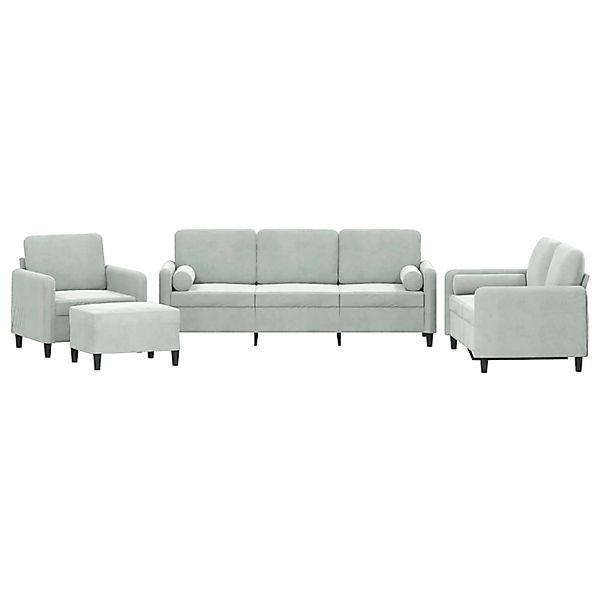 vidaXL 4-Tlg Sofagarnitur mit Kissen Hellgrau Samt 3201964 günstig online kaufen