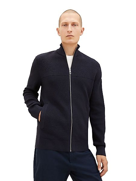 Tom Tailor Herren Strickjacke STRUCTURE MIX - Regular Fit günstig online kaufen
