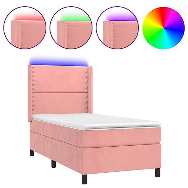 vidaXL Boxspringbett mit Matratze & LED Rosa 80x200 cm Samt 3139474 günstig online kaufen