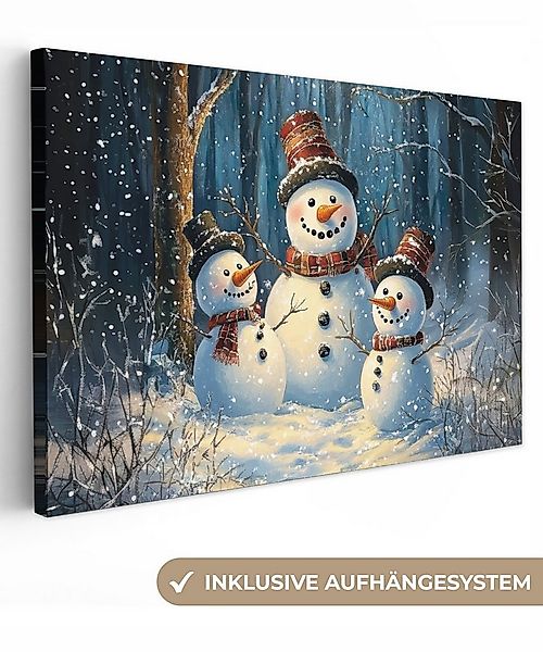 OneMillionCanvasses® Leinwandbild Schneemann - Schnee - Winter - Wald, Foto günstig online kaufen