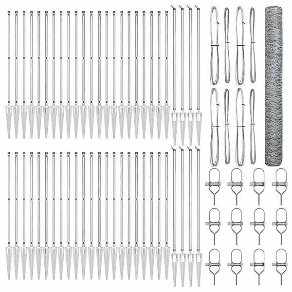 vidaXL Zaunpfosten Silber 100 x 1,4 m 50 mm Maschen Stahl 3353457 günstig online kaufen