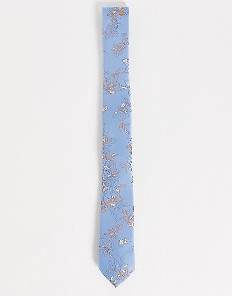 ASOS DESIGN – Schmale Krawatte in Babyblau geblümt günstig online kaufen