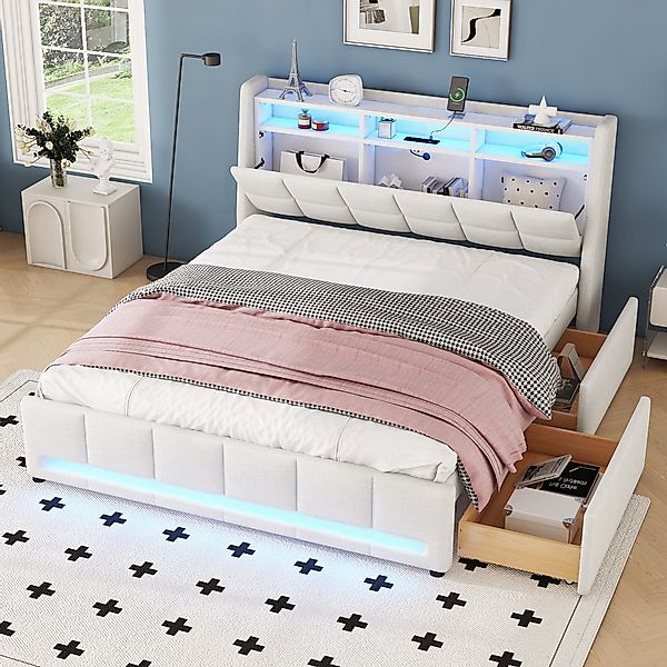 HAUSS SPOLE Polsterbett 160x200 mit LED-Licht, günstig online kaufen