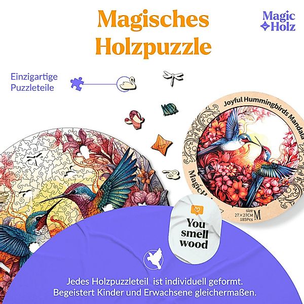 MagicHolz Puzzle MagicHolz Fröhliche Kolibris Mandala günstig online kaufen