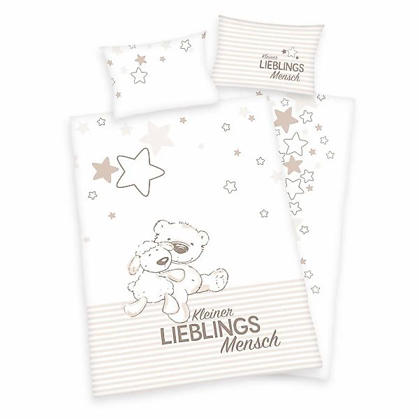 Herding Babybettwäsche "Kleiner Lieblingsmensch" 2 Stk. tlg. Mit Teddy und günstig online kaufen