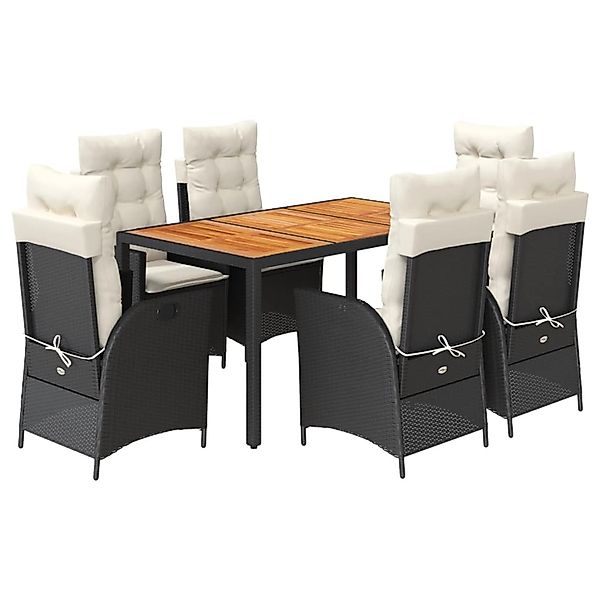 vidaXL 7-Tlg Garten-Essgruppe mit Kissen Schwarz Poly Rattan 3213089 günstig online kaufen
