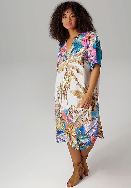 Aniston PLUS Blusenkleid, mit farbenfrohem, großflächigem Palmendruck günstig online kaufen