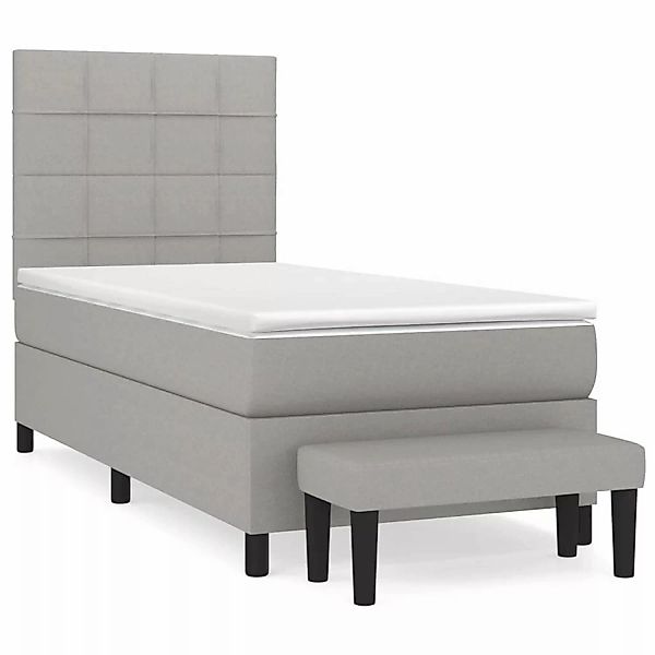 vidaXL Boxspringbett mit Matratze Hellgrau 100x200 cm Stoff1366956 günstig online kaufen
