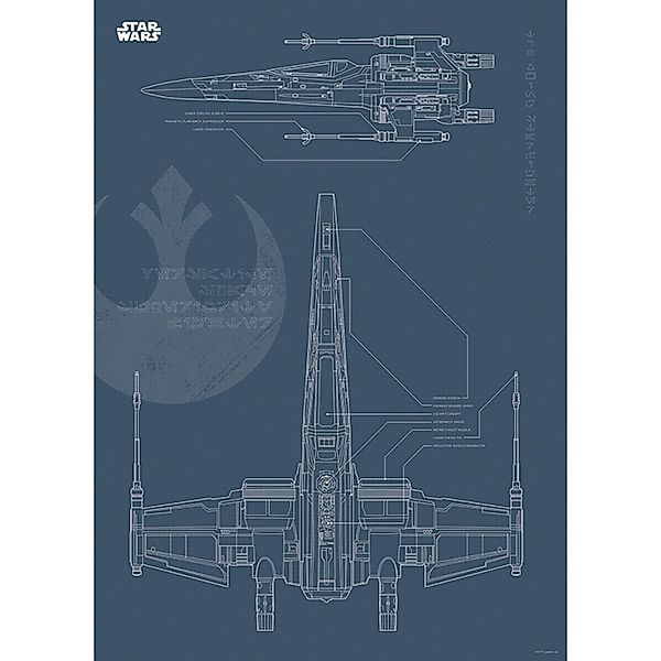 Komar Bild "Star Wars Blueprint X-Wing" Star Wars 1 Stk. tlg. Wandbild zur günstig online kaufen