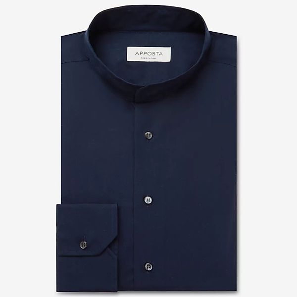Hemd  einfarbig  marineblau 100% reine baumwolle popeline, kragenform  steh günstig online kaufen