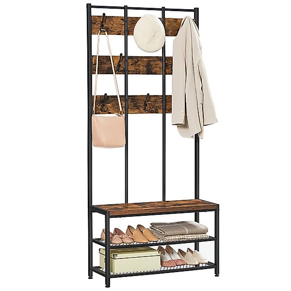 VASAGLE Garderobenständer Garderobe, mit Sitzfläche, 84x30x184 günstig online kaufen