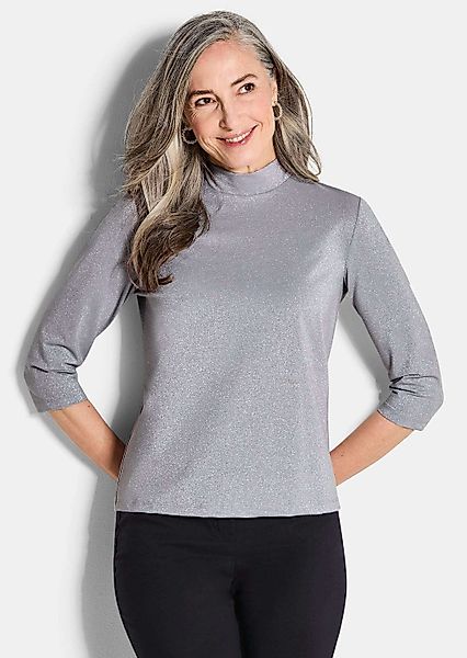 GOLDNER Langarmshirt Glitzer-Viskose-Oberteil mit Halbarm Viskose-Jersey günstig online kaufen