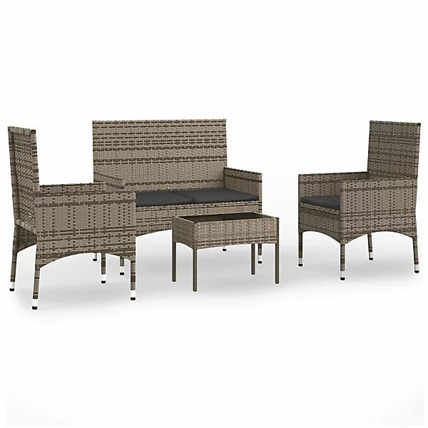 vidaXL 4-tlg Garten-Lounge-Set mit Kissen Grau Poly Rattan Modell 22 günstig online kaufen