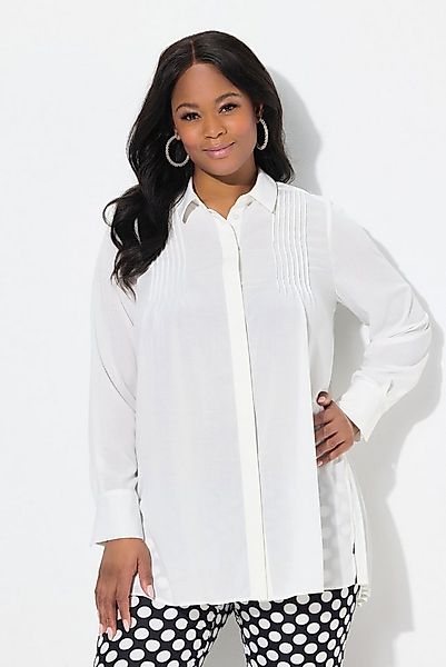 Ulla Popken Longbluse Bluse Plissee-Rücken A-Linie Hemdkragen Langarm günstig online kaufen