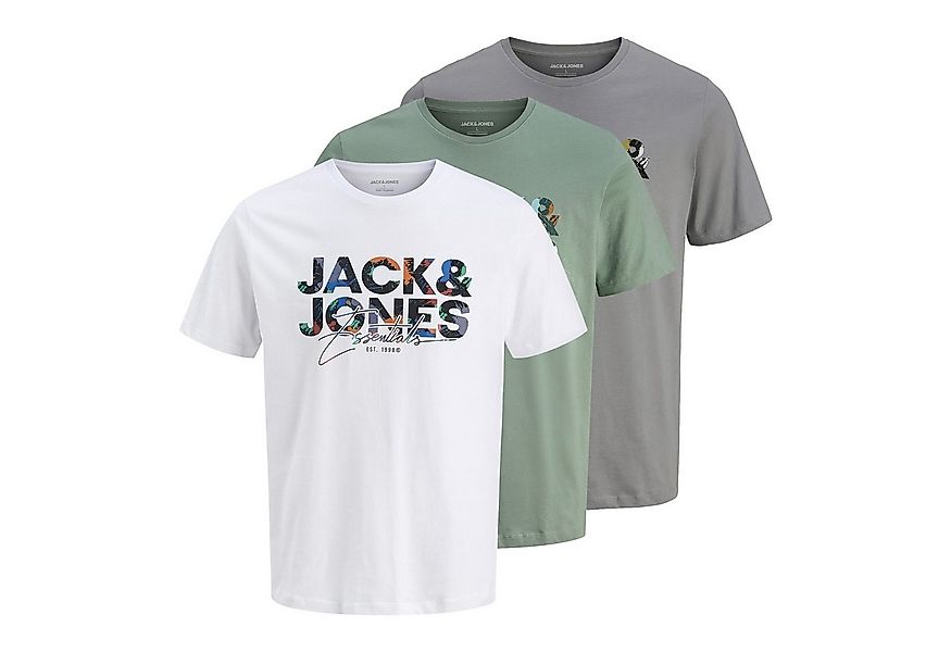 Jack & Jones T-Shirt 3er Pack JJGEPLAS Tee SS Crew Neck mit Print auf der V günstig online kaufen