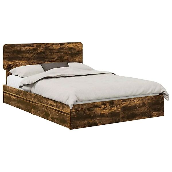 vidaXL Stauraumbett Räuchereiche 140 x 190 cm Holzwerkstoff 3412280 günstig online kaufen