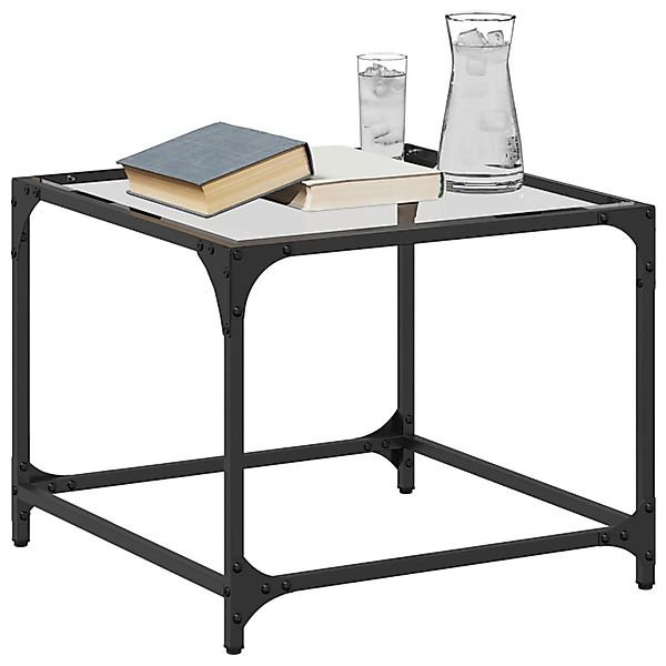 vidaXL Couchtisch mit Glasplatte Transparent 50x50x40 cm Stahl günstig online kaufen