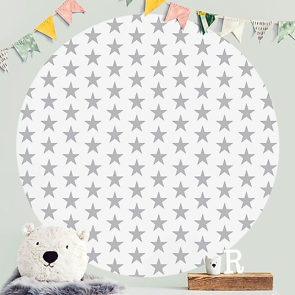 Bilderwelten Runde Tapete selbstklebend Kinderzimmer Große graue Sterne auf günstig online kaufen