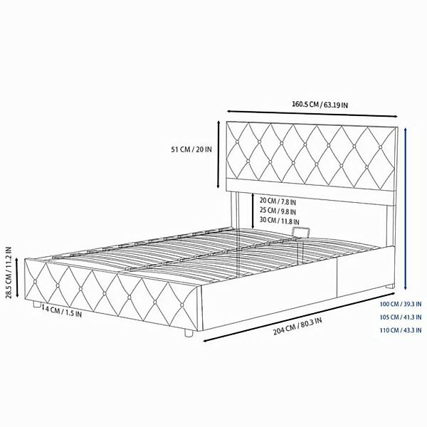 HAUSS SPOLE Polsterbett Bettgestell hydraulische Stauraumbett,langlebig und günstig online kaufen